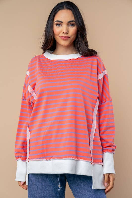 T10505 Long Sleeve Striped Knit Top