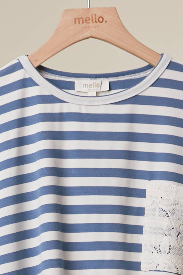 STRIPED TOP WITH LACE TRIM