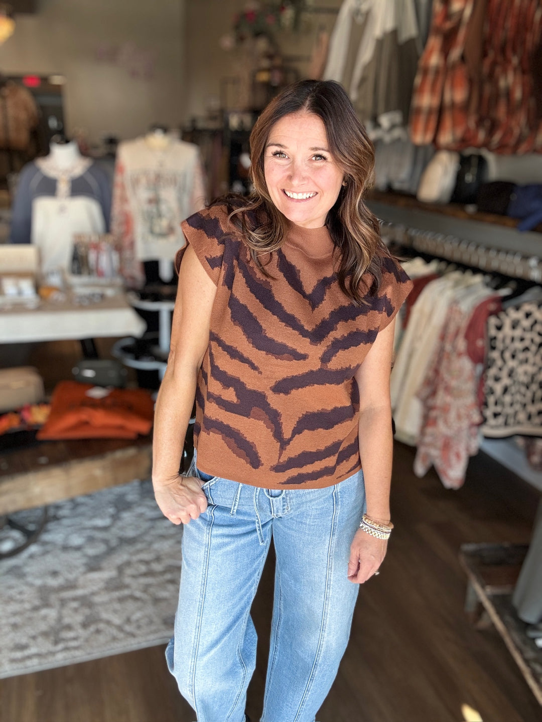Tiger Stripe Knit Sweater Top