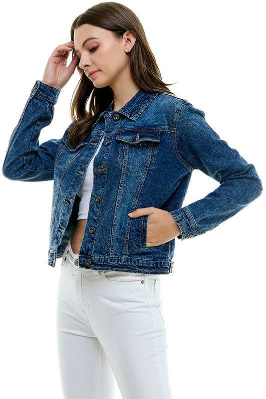 Plus Size Spandex  Ladies  Casual Denim Jacket