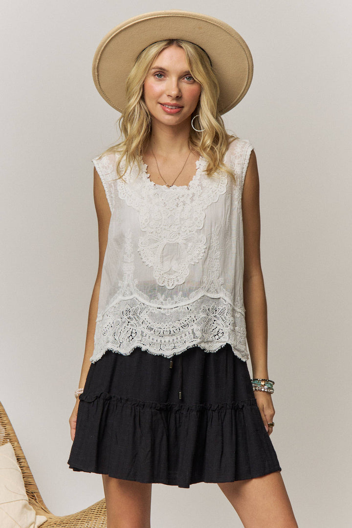 BOHO LACE DETAIL BLOUSE - LET4521