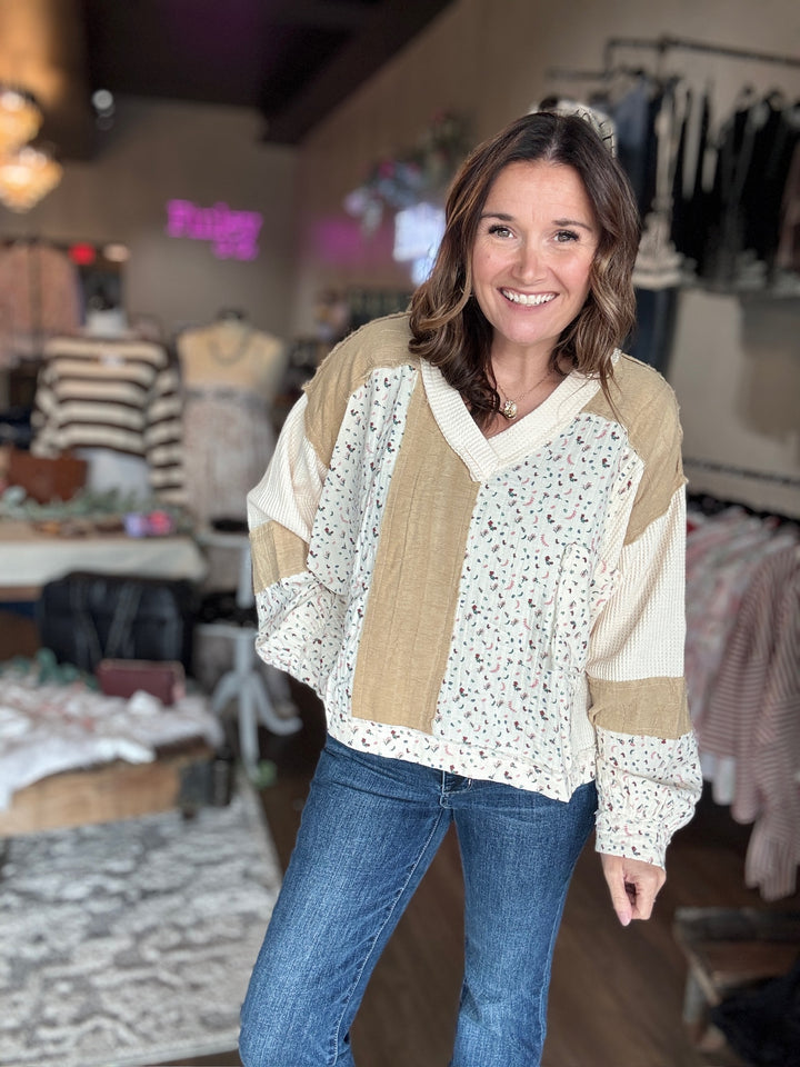 Pol Fall in Love Patchwork Top