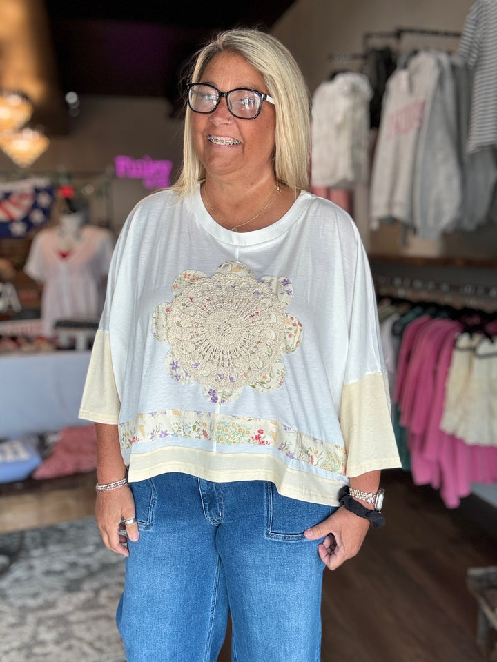 Sunny Meadow Crochet Tee
