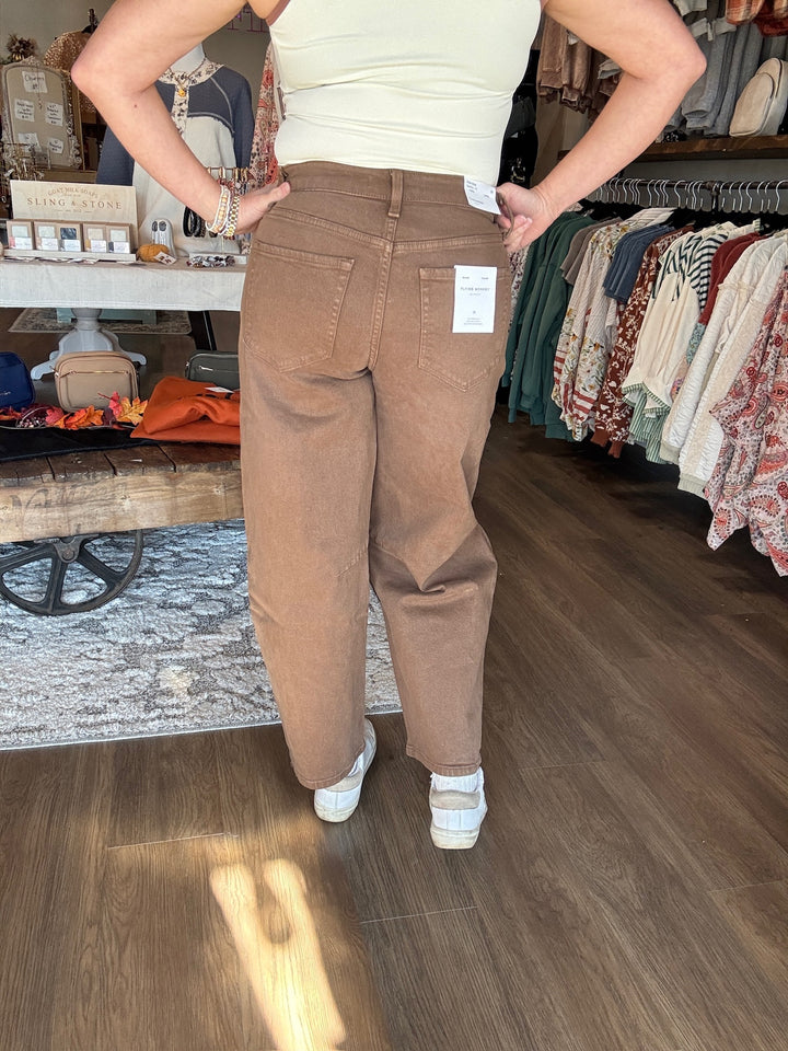 Lovervet Brown Barrel Leg Jeans