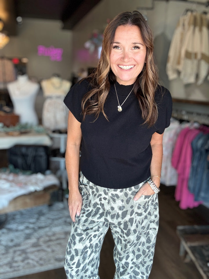Mock Neck Knit Soft Top