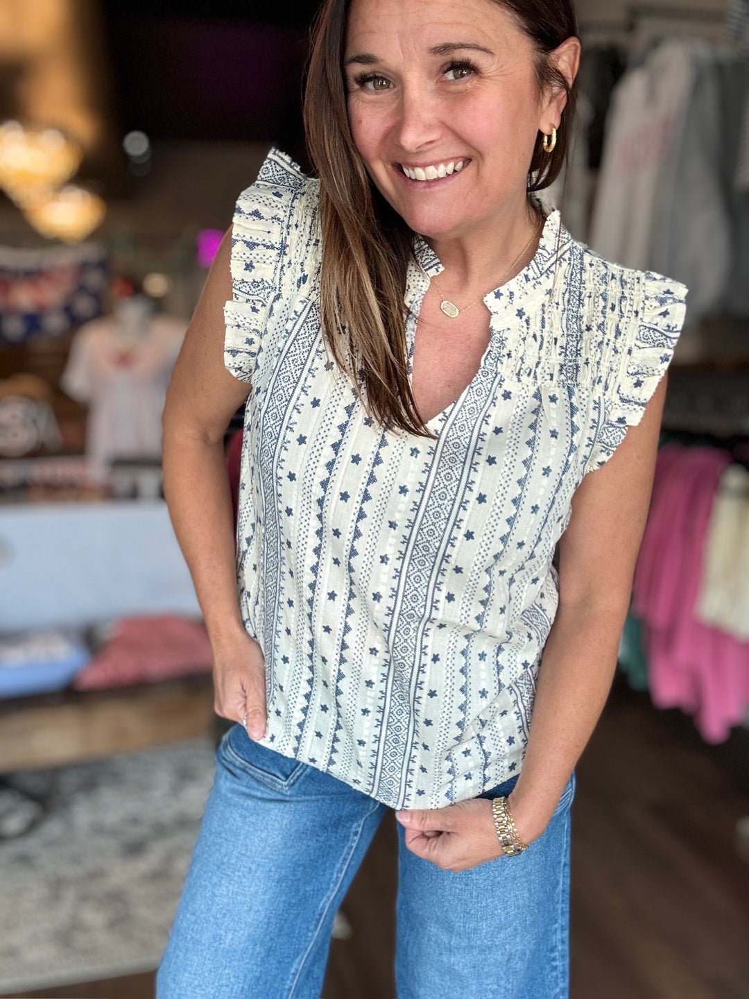 Boho Ruffle Sleeve Blouse
