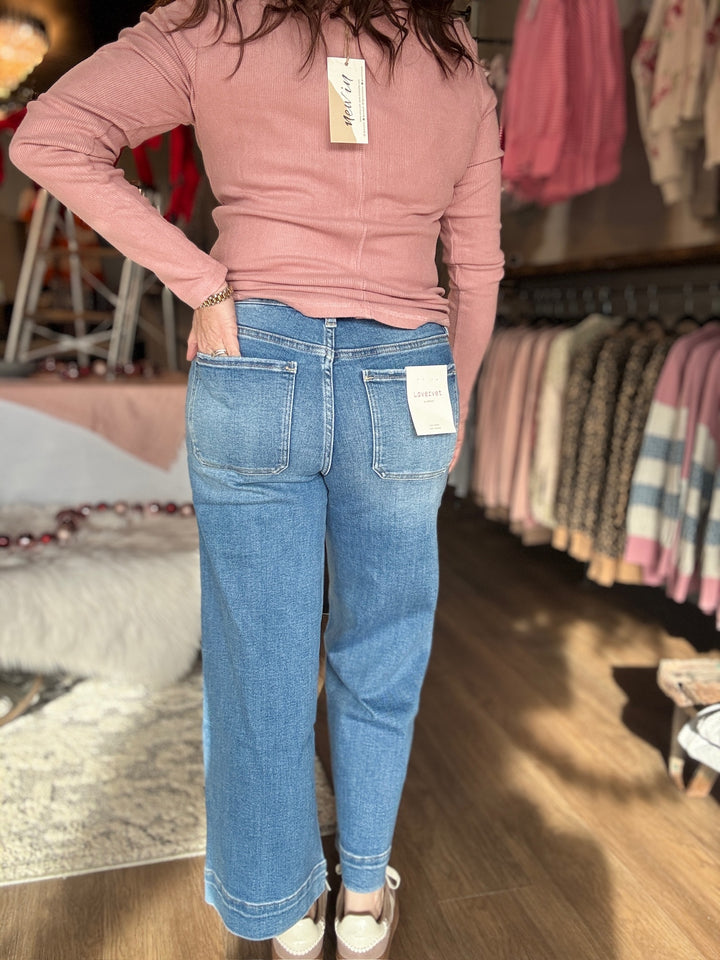 Lovervet High Rise Crop Wide Leg Jeans