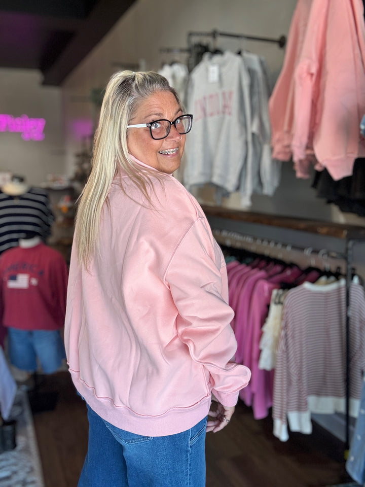 PRAY Embroidered Mock Neck Sweatshirt