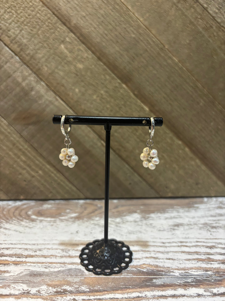Pearl Flower Hoop Earrings