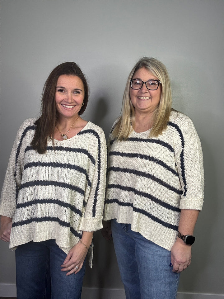 Navy & Cream Stripe Sweater