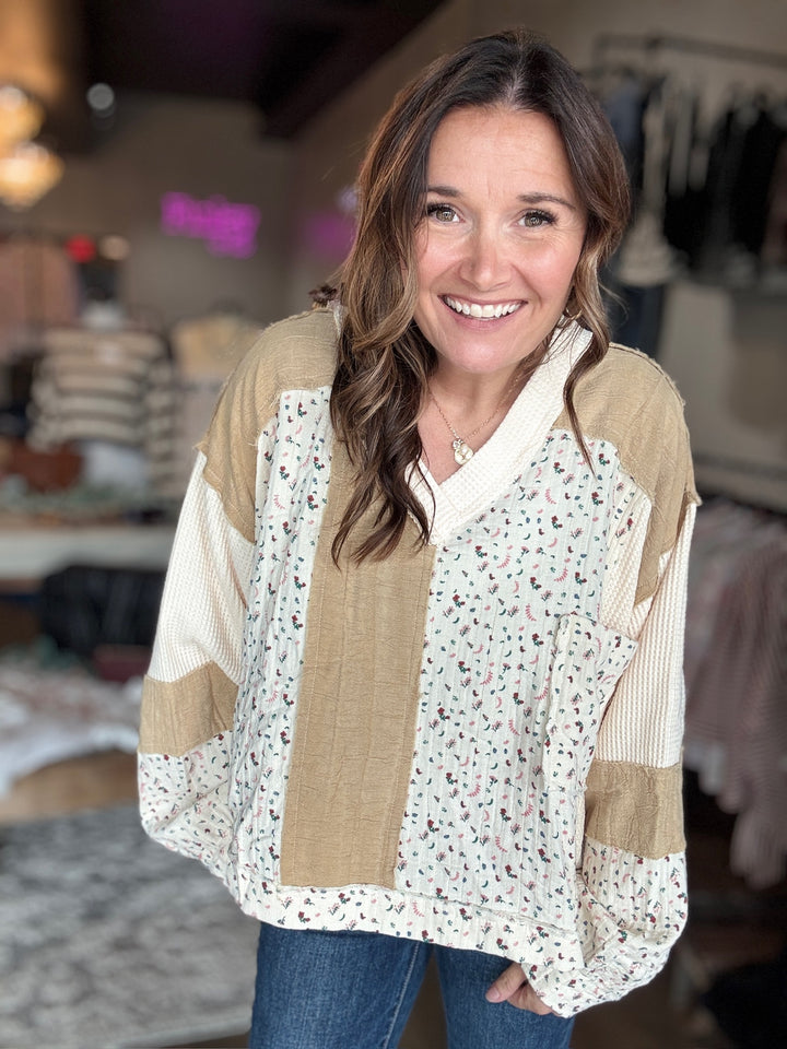 Pol Fall in Love Patchwork Top