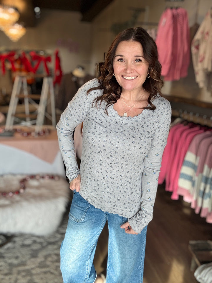 Floral Lettuce Hem Top