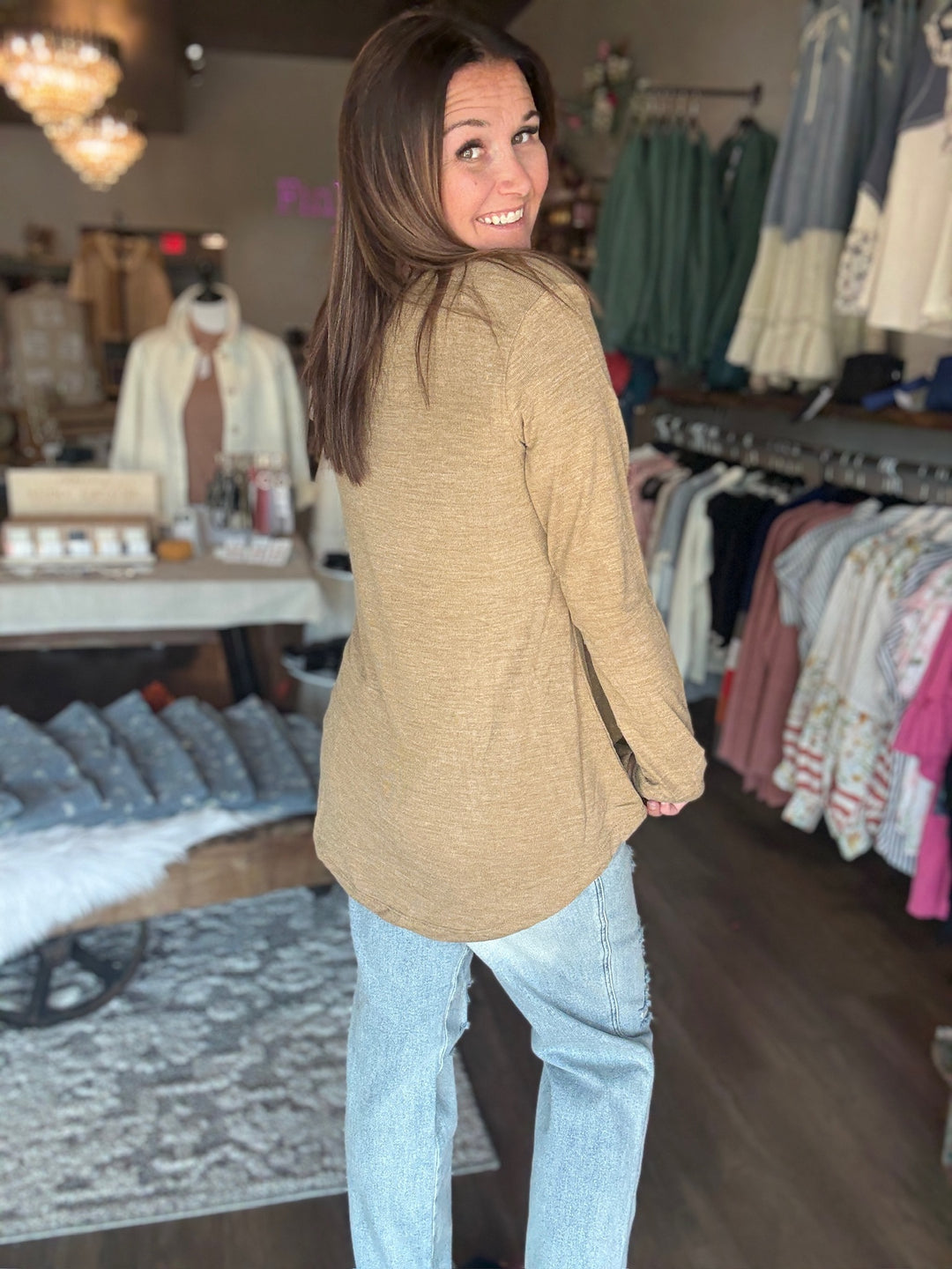 Fall Split Neck Tee