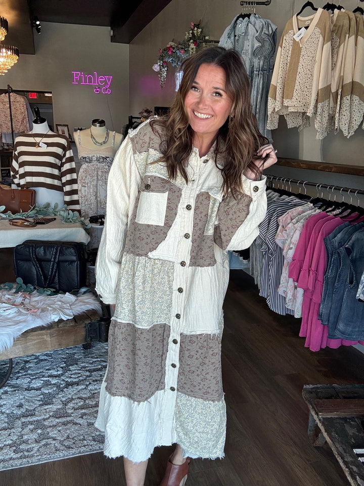 Pol Patchwork Duster Dress