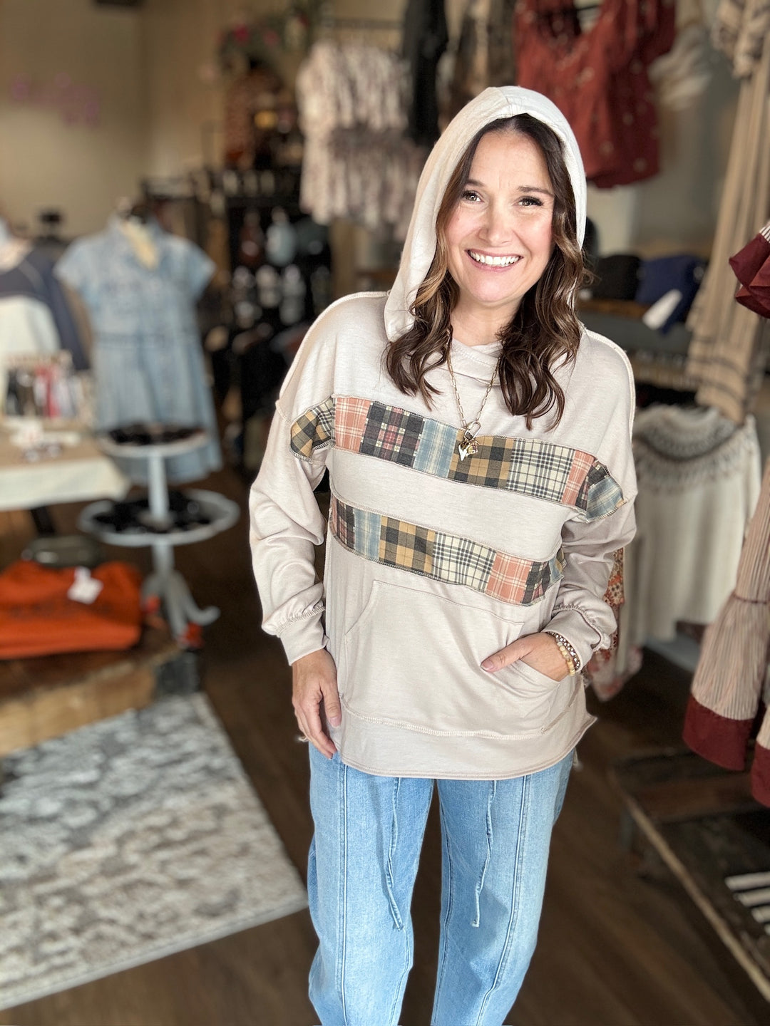 Peek A Boo Plaid Hoodie