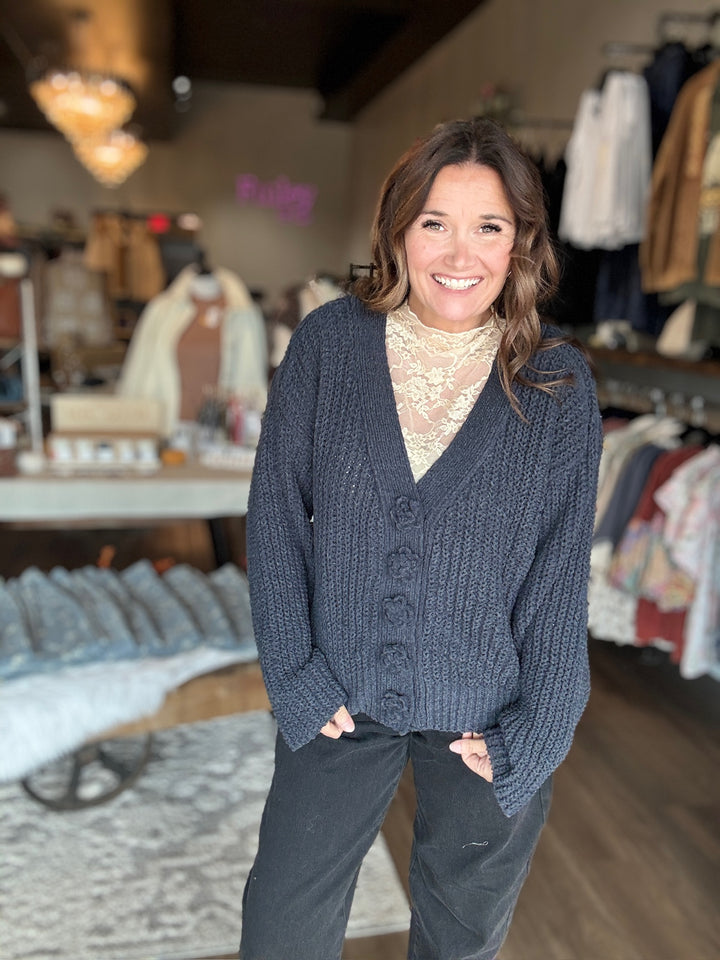 POL Charcoal Cardigan