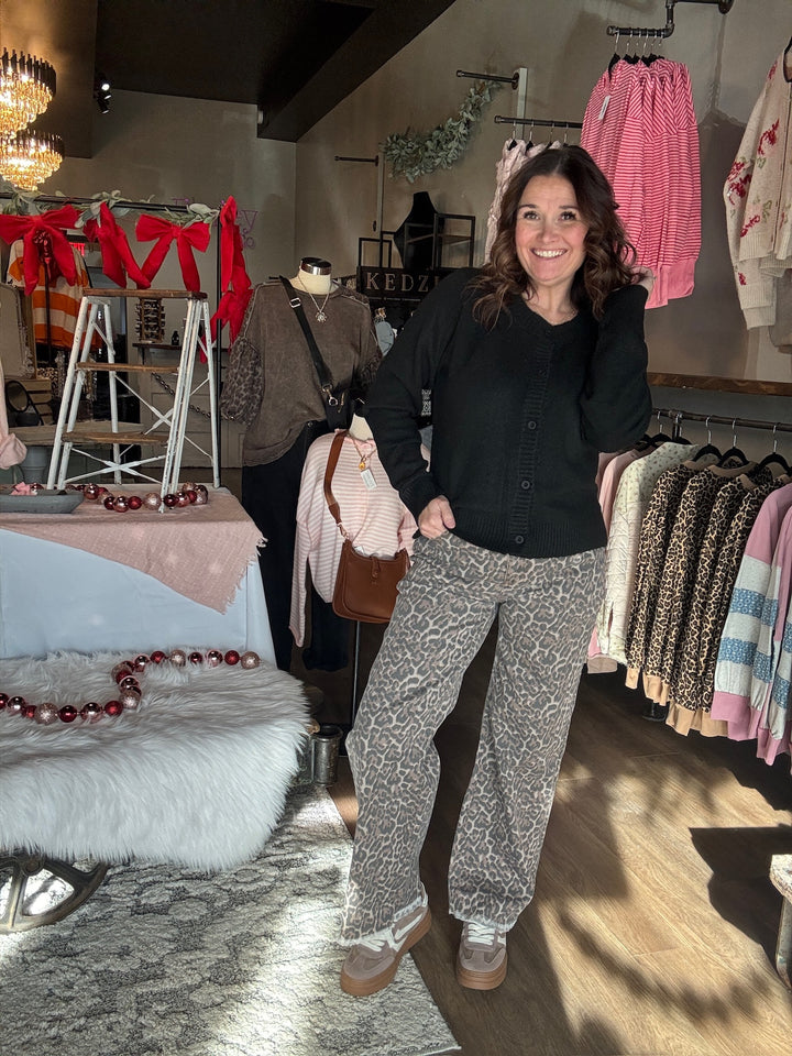 Leopard Love Wide Leg Jeans