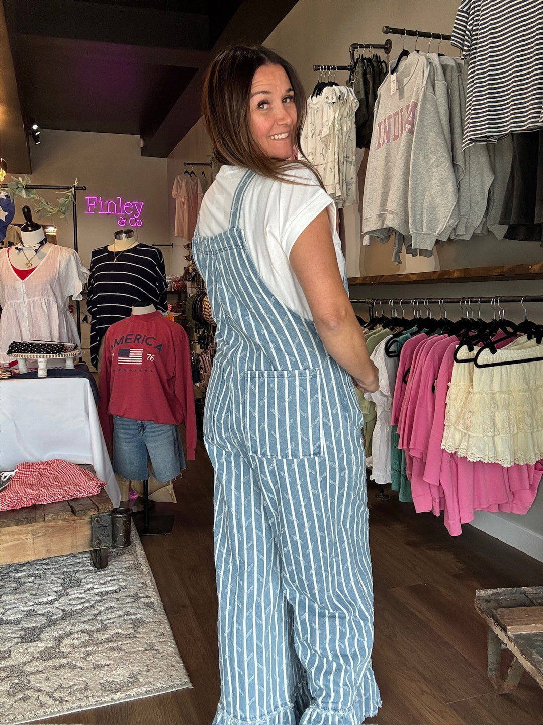 Sunwashed Striped Overalls