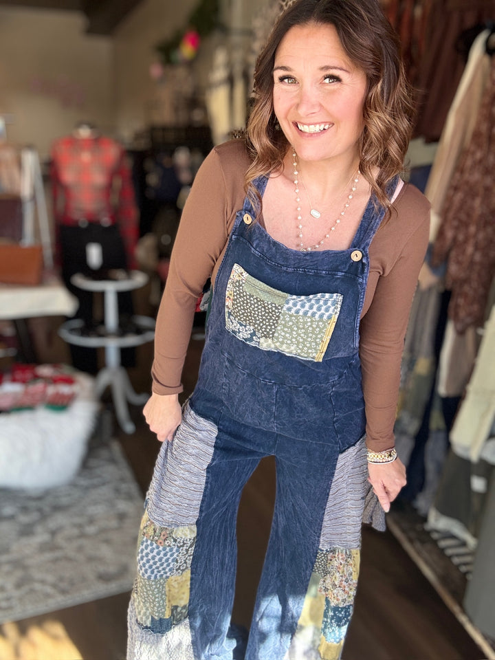 Navy Boho Wide Leg Jumpsuit