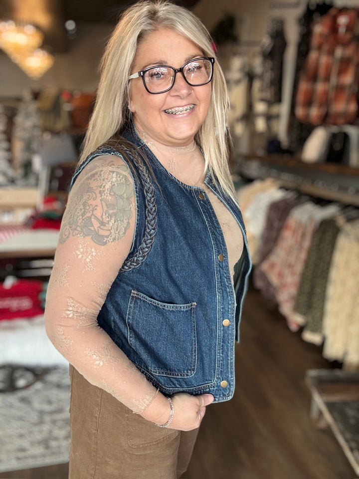 Denim Braided Vest