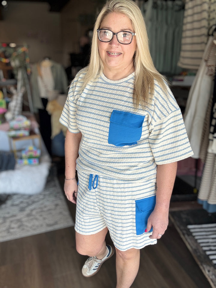 Spring Blue Striped Set