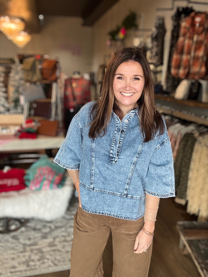 Denim Button Down Top