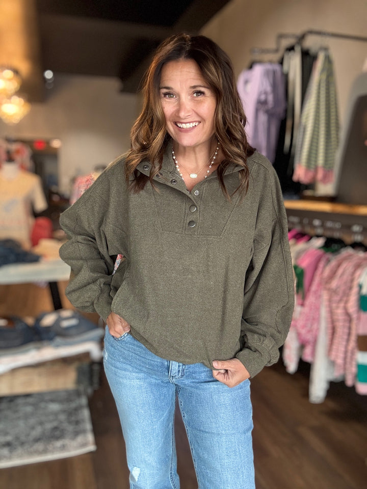 Olive Brushed Sweatshirt