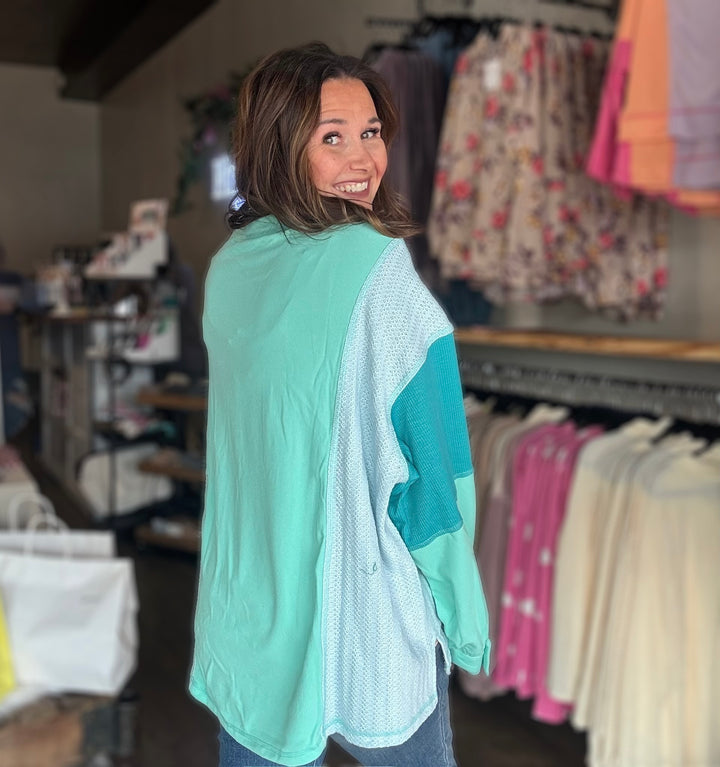 Mint & Blue Patchwork Long Sleeve