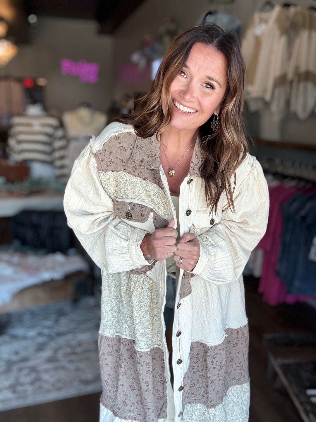 Pol Patchwork Duster Dress