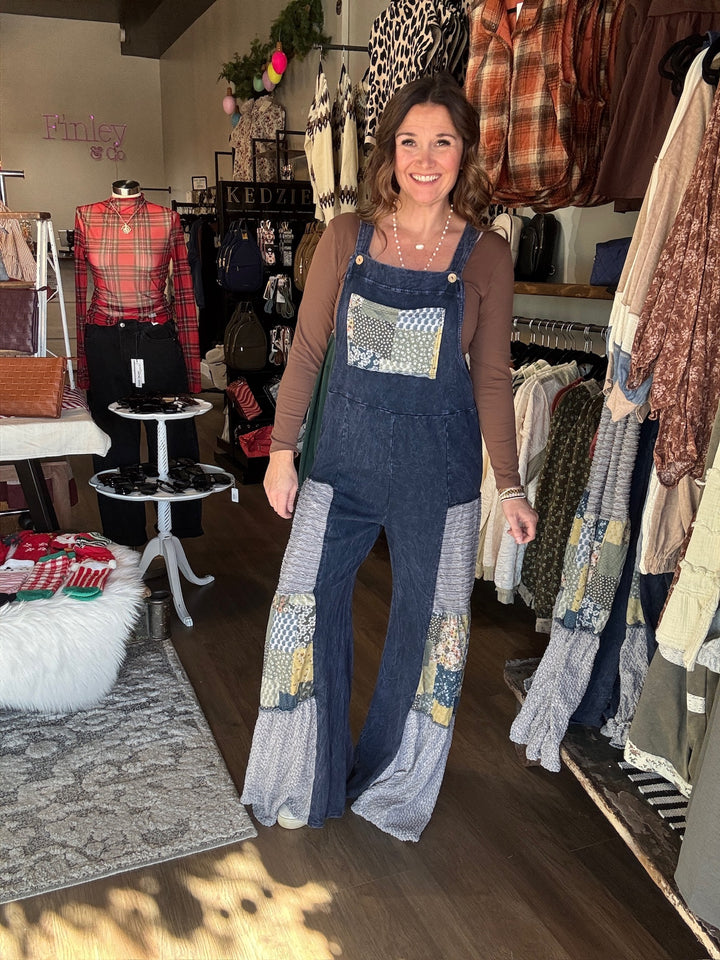 Navy Boho Wide Leg Jumpsuit