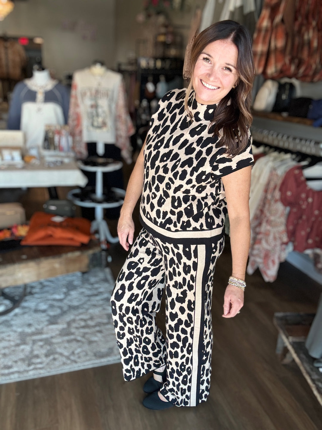 Leopard Print Knit Pants