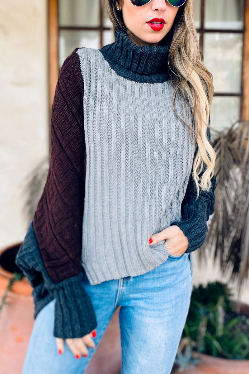 Colourblock Turtleneck Sweater