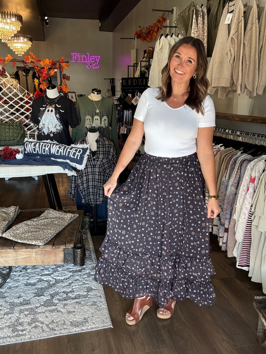 Midnight Floral Midi Skirt