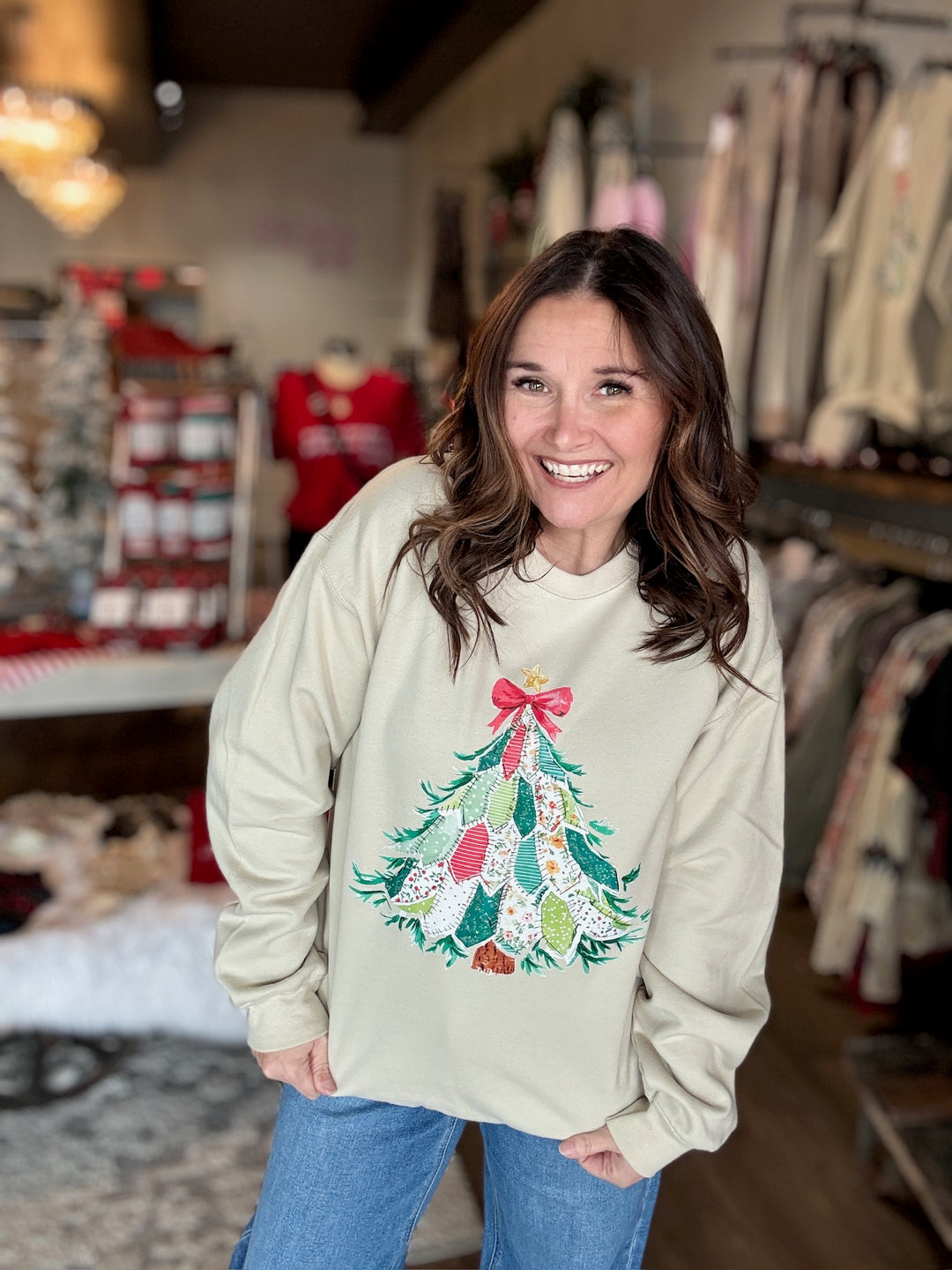 Patchwork Christmas Tree Sweatshirt