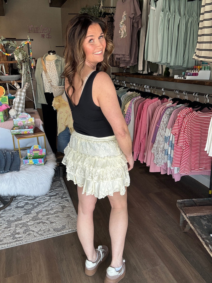 Lace Ruffle Up Shorts