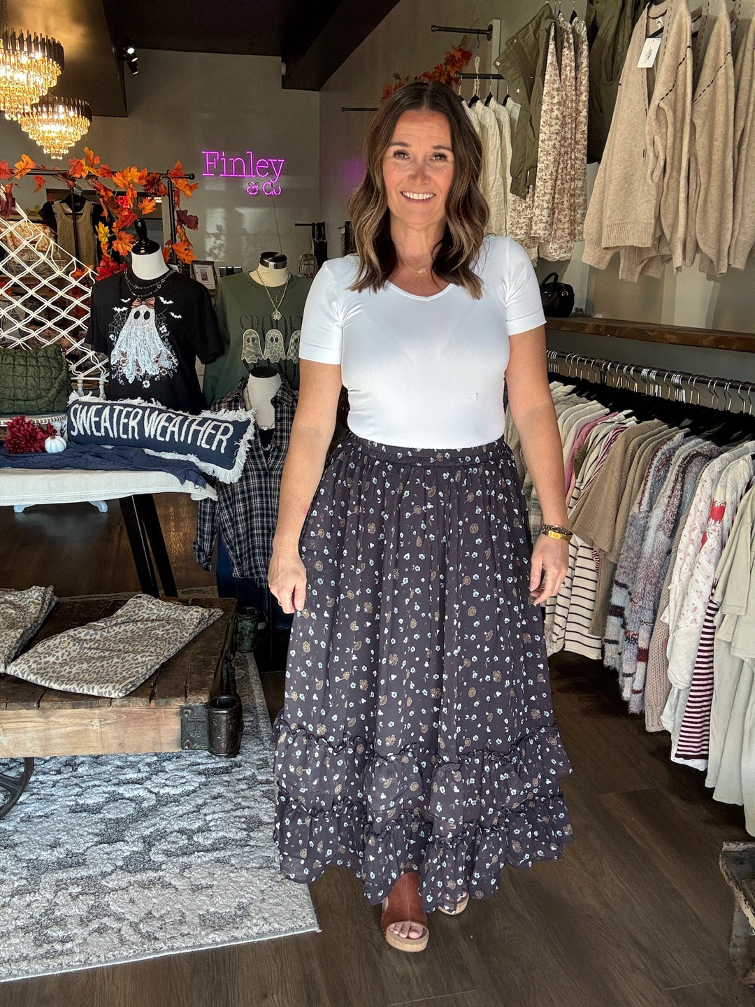 Midnight Floral Midi Skirt
