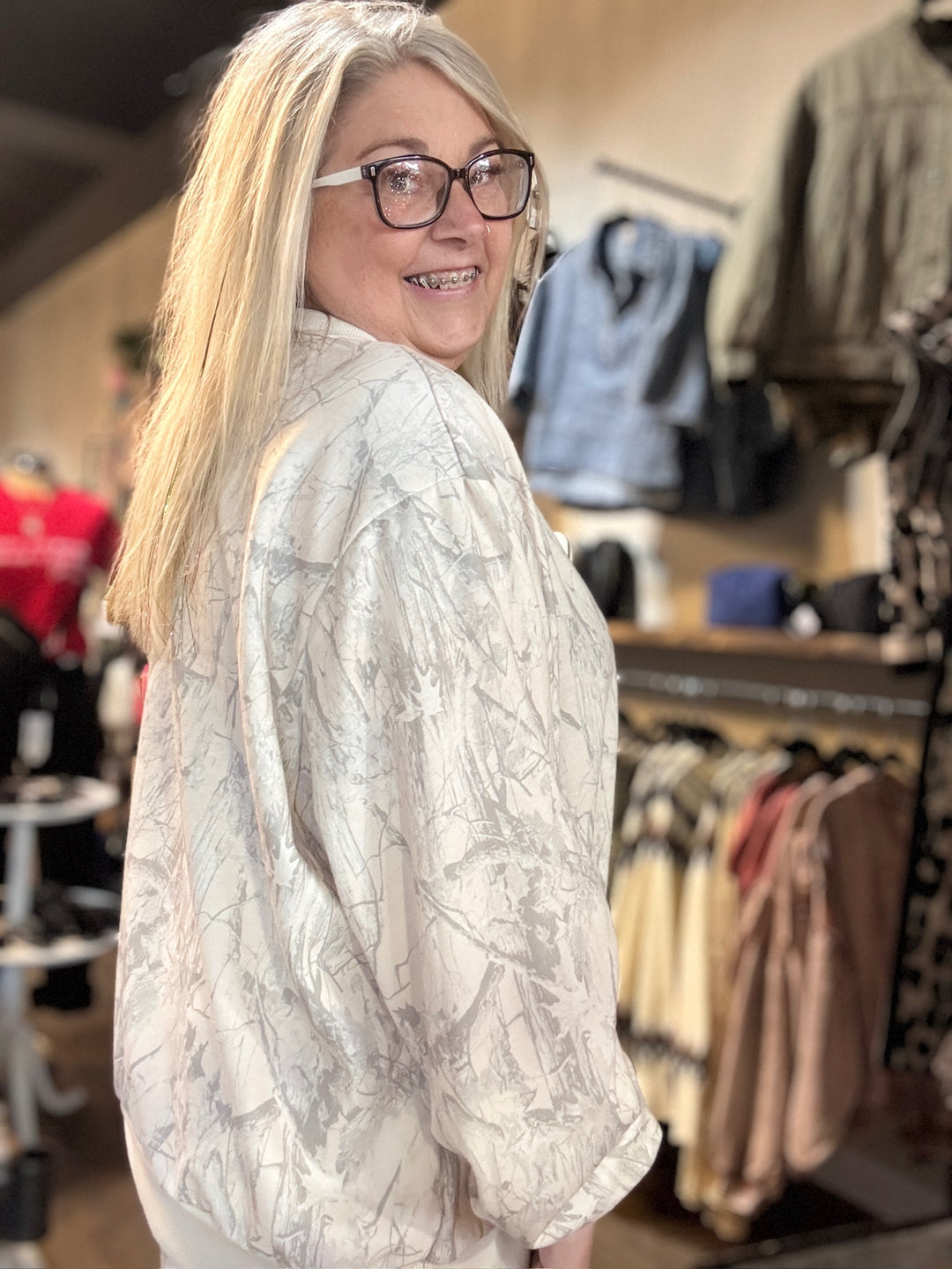 Camo Mock Neck Sweatshirt