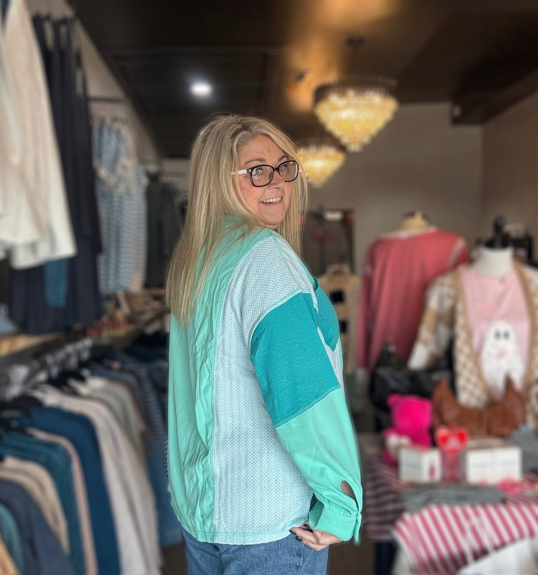 Mint & Blue Patchwork Long Sleeve