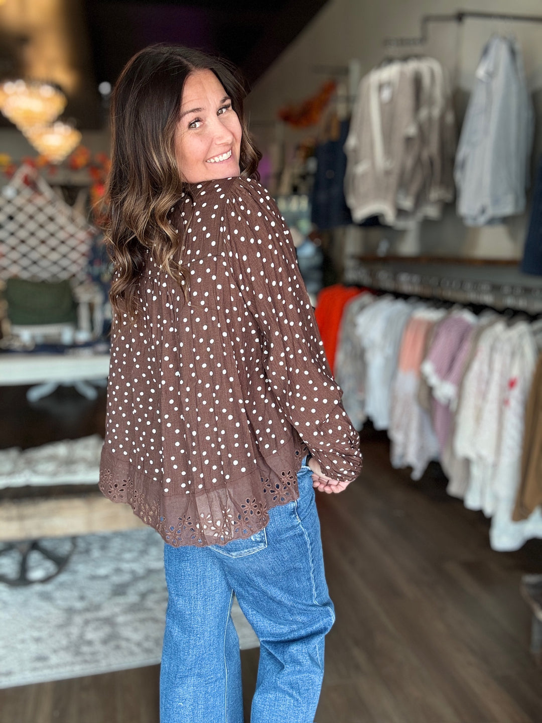Cocoa & Cream Dotted Blouse