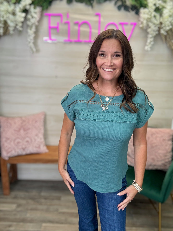 Lace Trim Crinkle Top