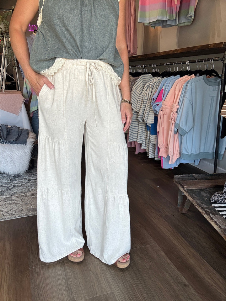 Linen Tiered Wide Leg Pants