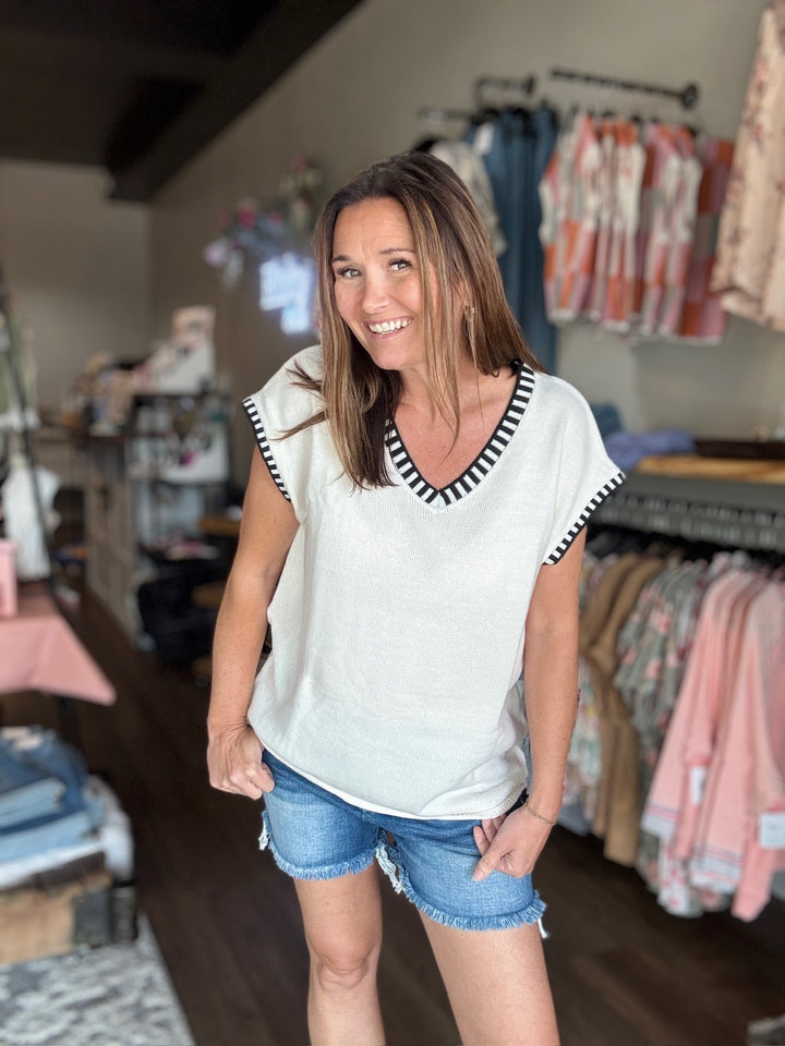 V-Neck Sleeveless Knit Tank