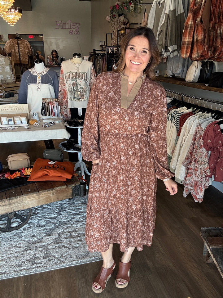 The Perfect Fall Floral Midi Dress