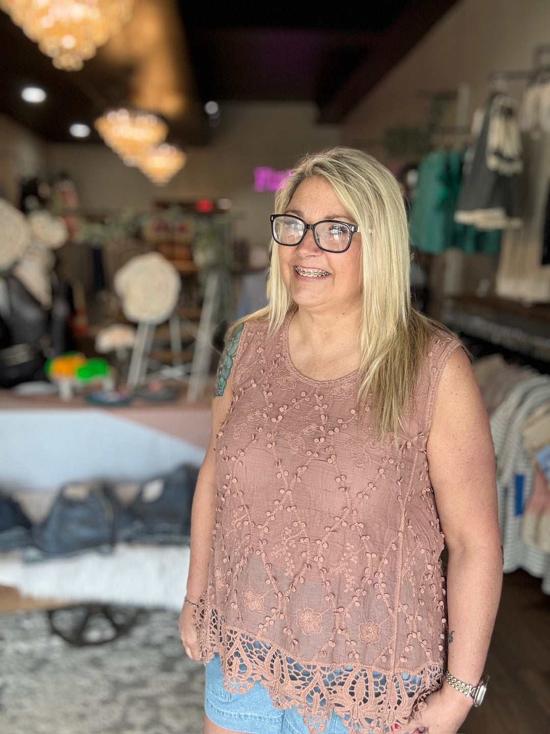 Blush Bloom Lace Tank
