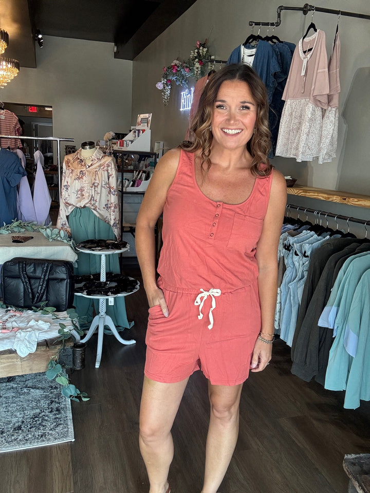Scoop Neck Rib Knit Romper