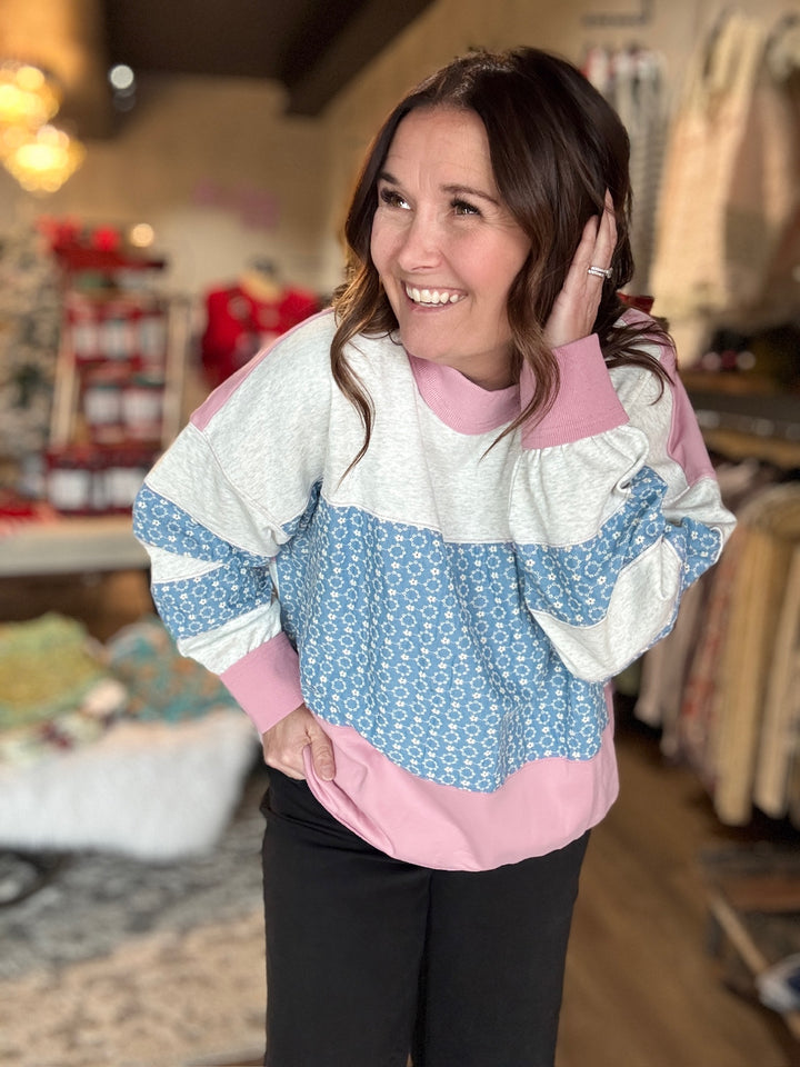 Retro Patchwork Oversized Sweatshirt