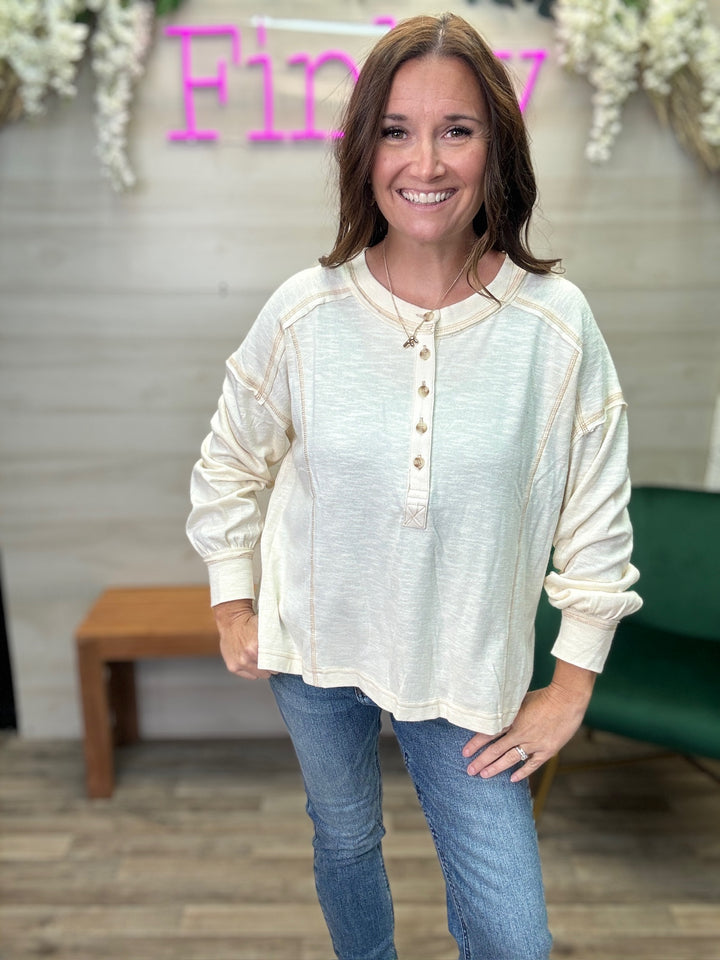 Long Sleeve Henley Top