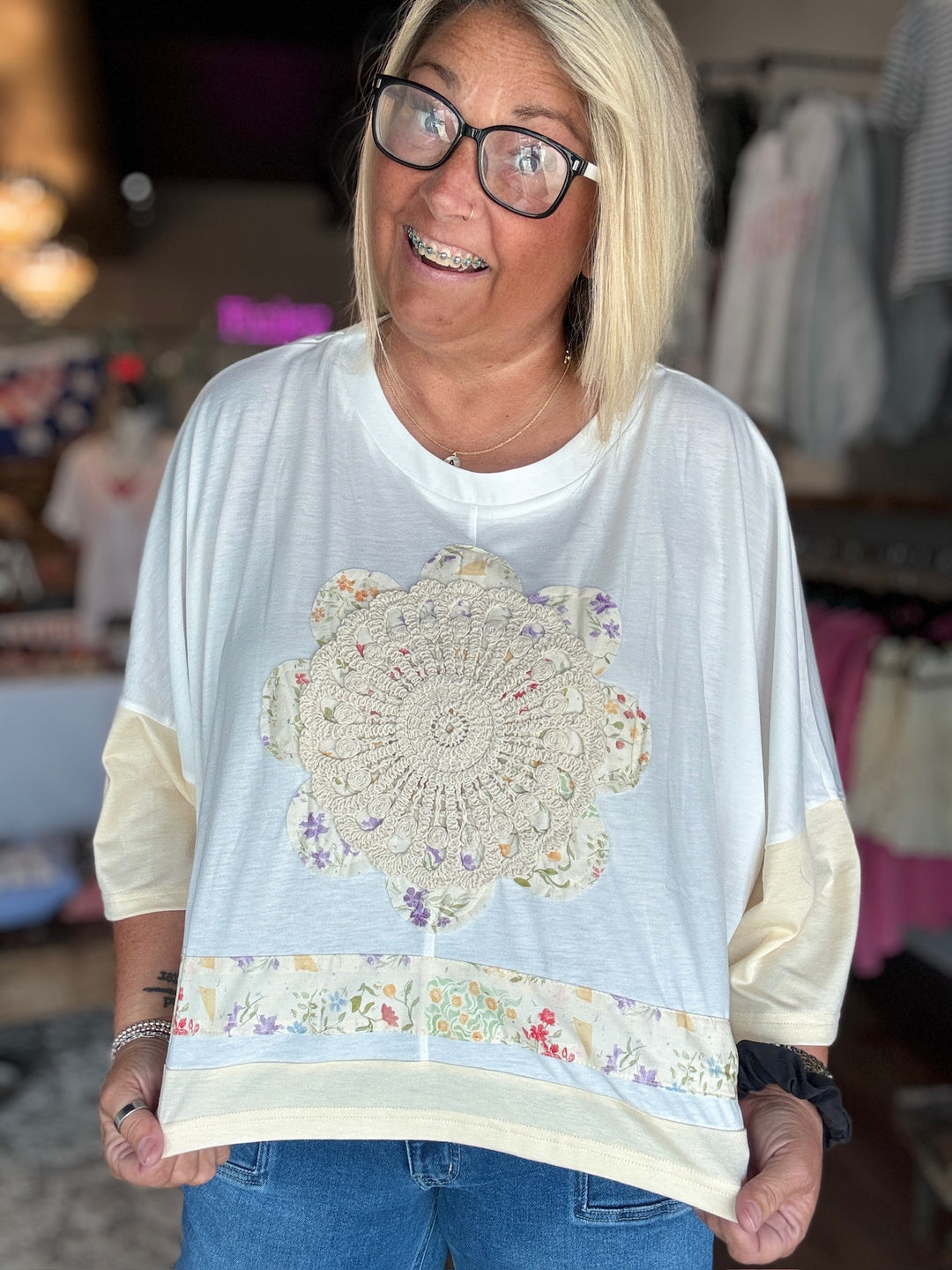 Sunny Meadow Crochet Tee