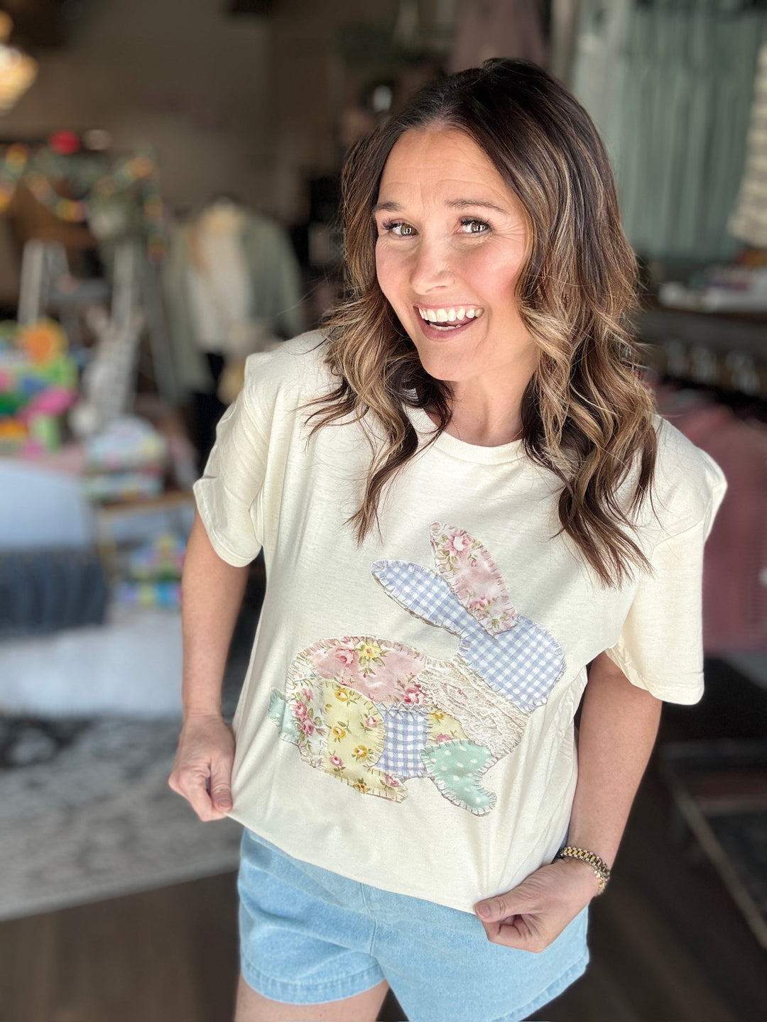 Spring Patchwork Bunny Tee