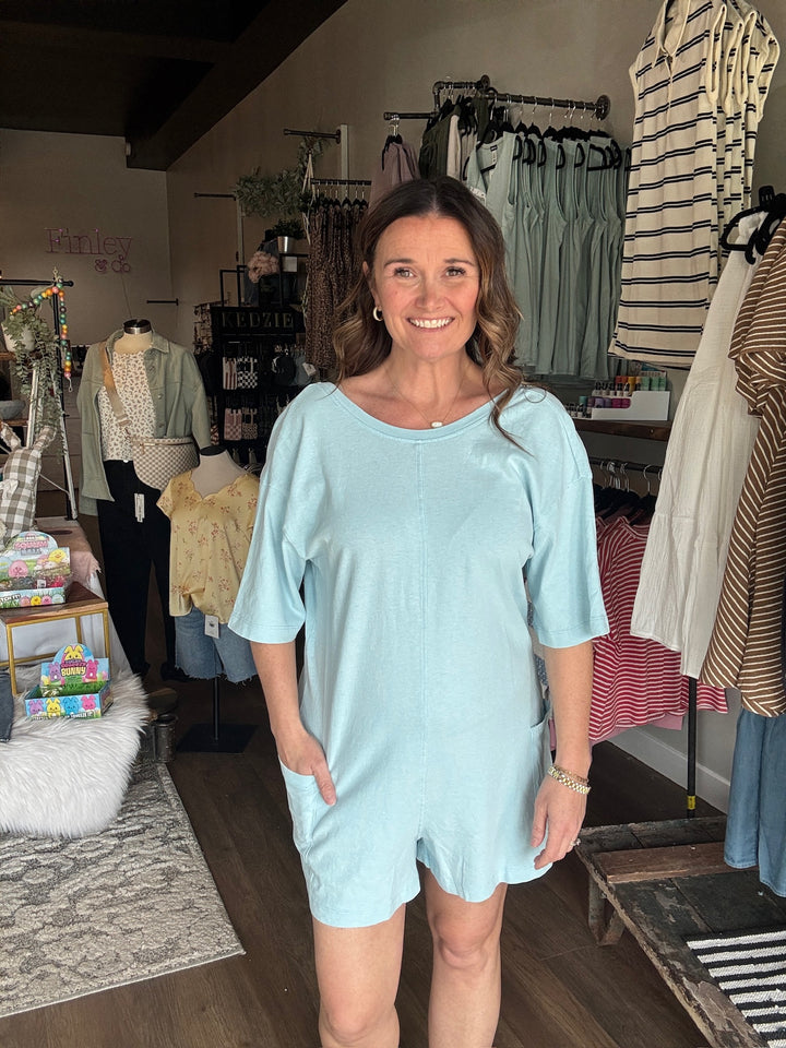 Sky Blue Oversized Romper